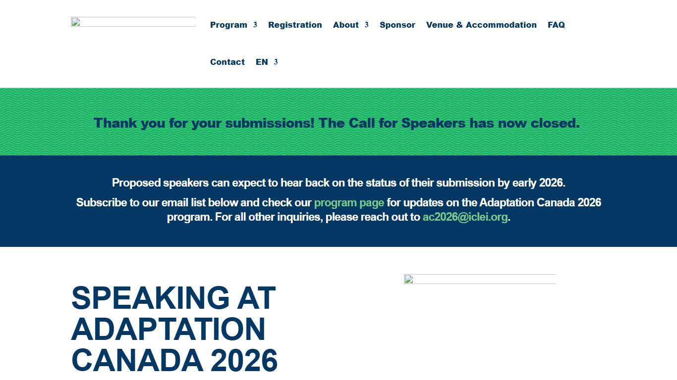 Call for Speakers Adaptation Canada 2026